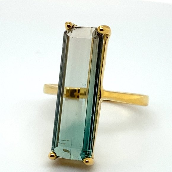 Bi Color Tourmaline 9.90ct Solid 14K Yellow Gold Ring - Picture 3 of 6